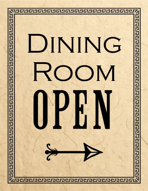 Dining Room Open Signage