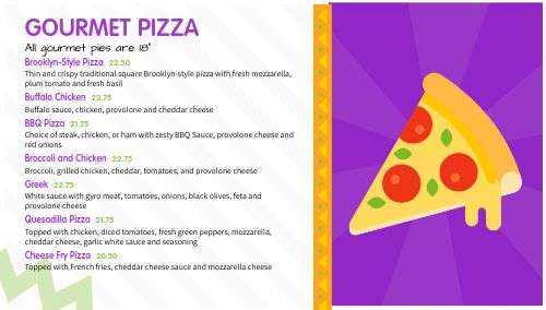 Vibrant Pizza Video Menu Board page 1 preview