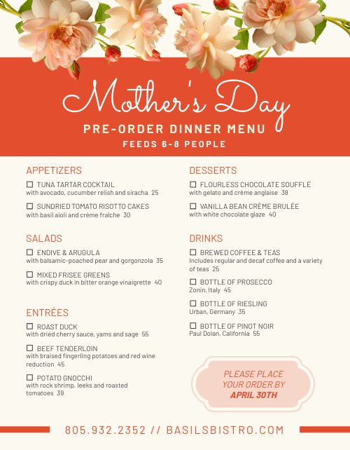 Mothers Day Preorder Form