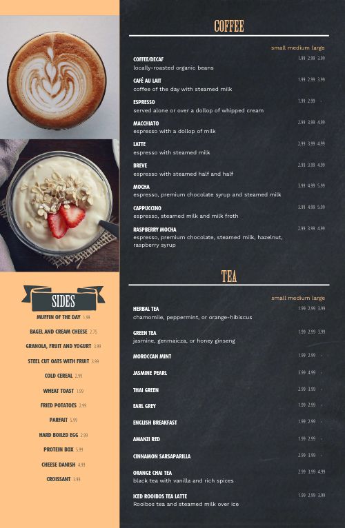 Toast Breakfast Tabloid Menu page 2 preview