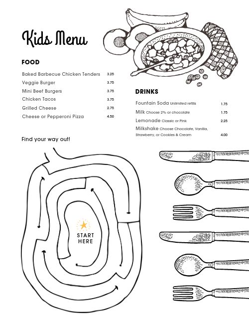 Restaurant Kids Menu page 1 preview