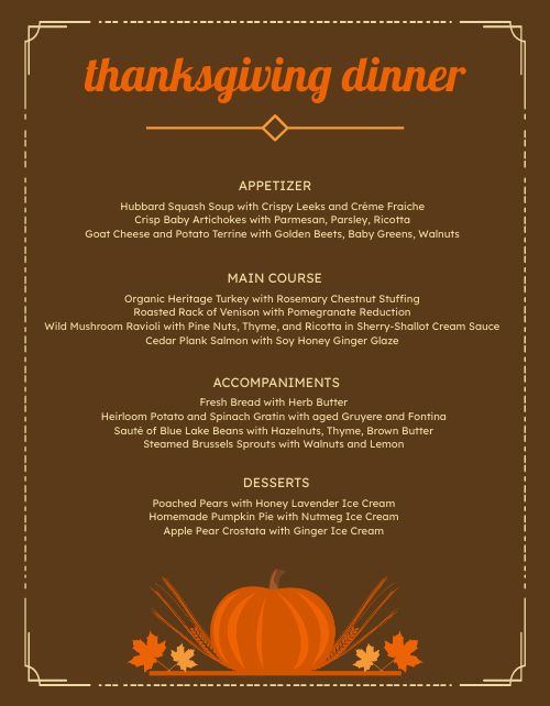 Thanksgiving Meal Menu Design Template by MustHaveMenus
