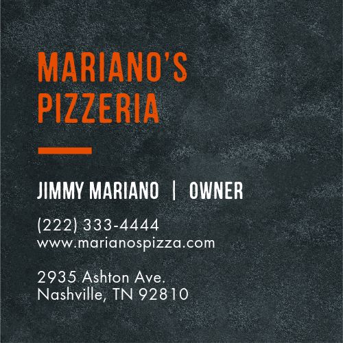 Pizzeria Pizza Business Card