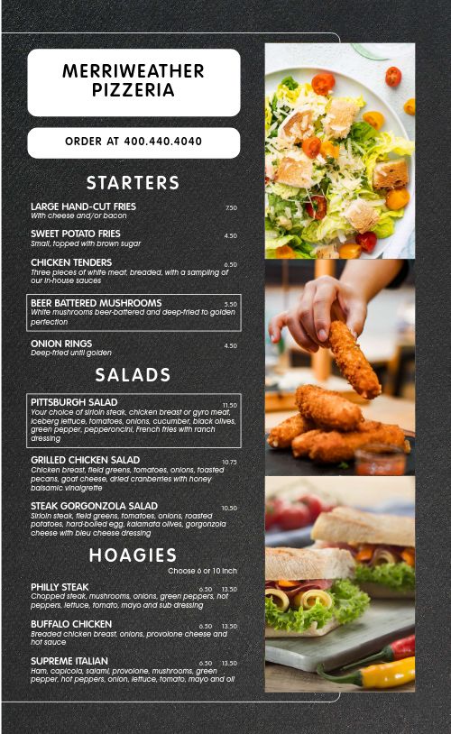 Pizzeria Dine In Menu page 1 preview