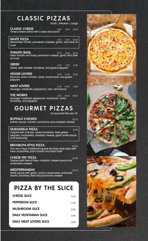 Pizzeria Dine In Menu page 2 preview