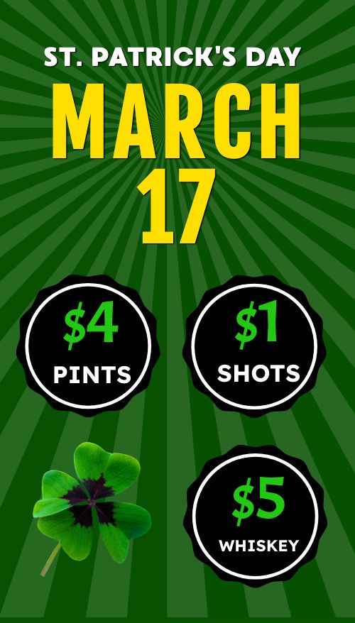 Vertical St Patricks Day Specials Call Out Digital Screen