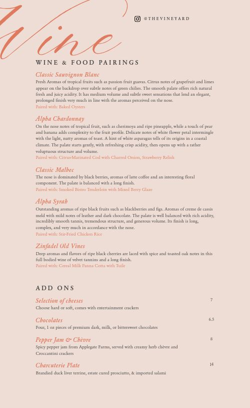 Traditional Wine Tasting Menu page 2 preview