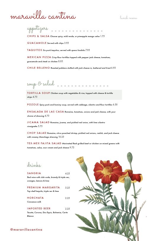 Lunch Cantina Menu page 1 preview
