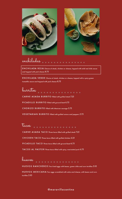 Lunch Cantina Menu page 2 preview