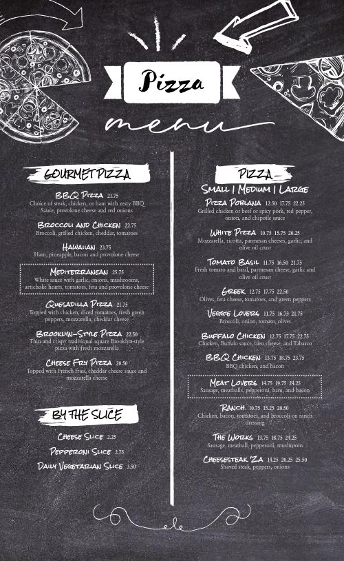 Chalk Pizza Menu page 1 preview