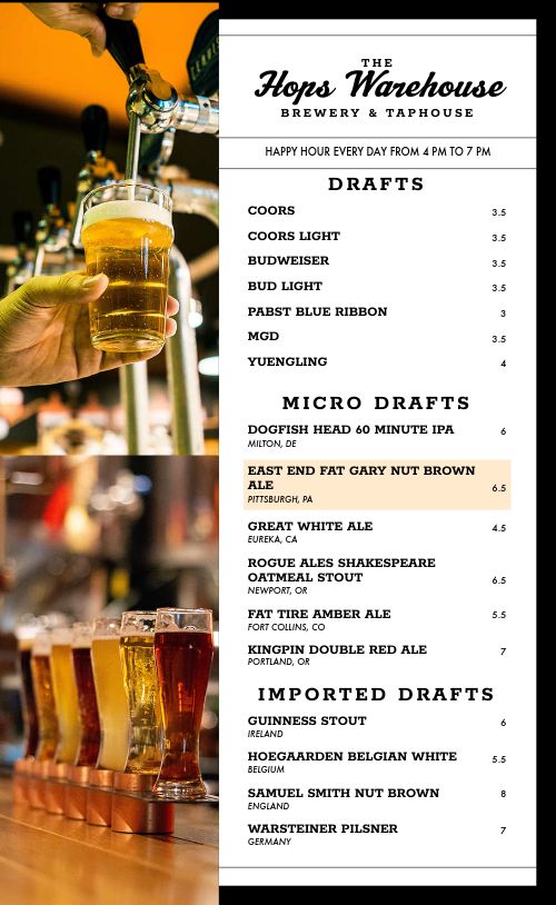 Brewery Beer Menu Design Template by MustHaveMenus