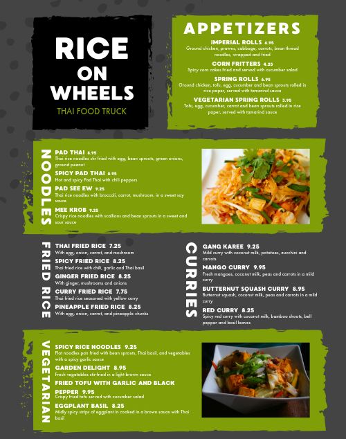 Thai Food Cart Menu Example Poster