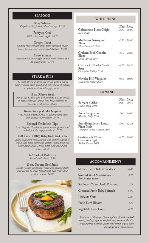 Basic Steakhouse Menu page 2 preview