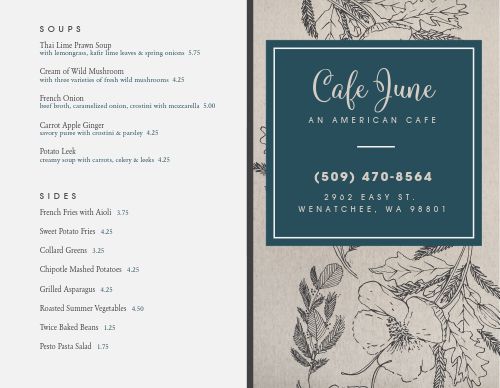 American Food Cafe Bifold Takeout Menu page 1 preview
