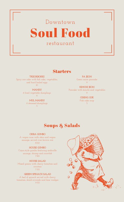 Soul Food Dinner Menu Design Template by MustHaveMenus