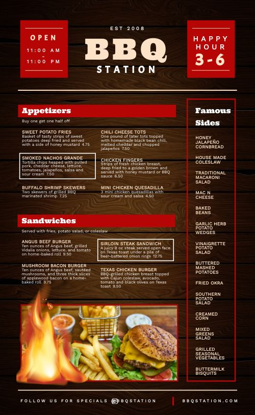 Wood Fire BBQ Menu page 1 preview