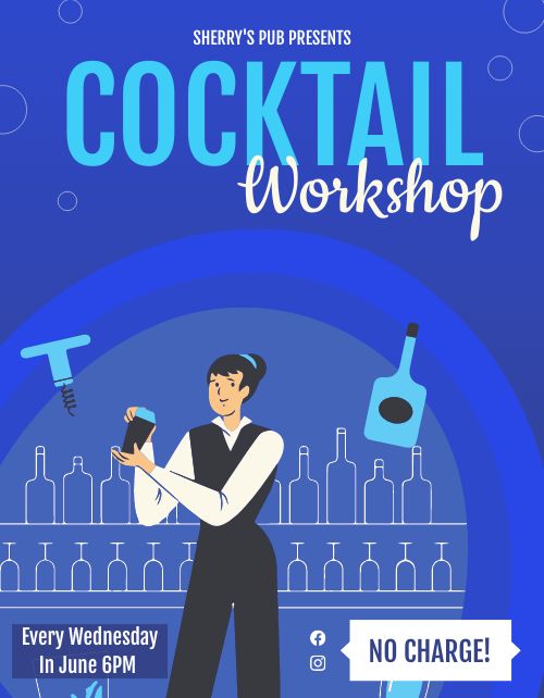 Blue Cocktail Workshop Flyer