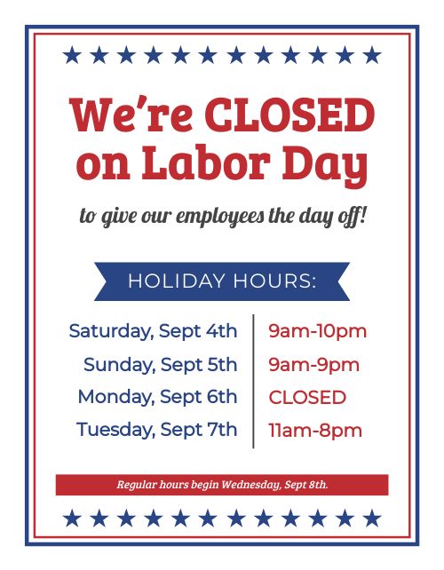 Closed Labor Day Flyer