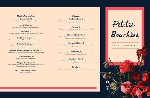Dine In French Folded Menu