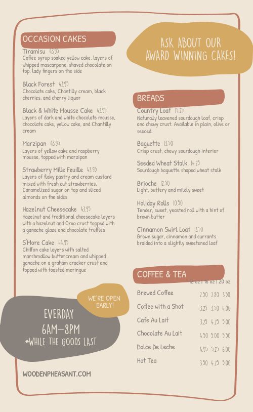 Baked Goods Bakery Menu page 2 preview