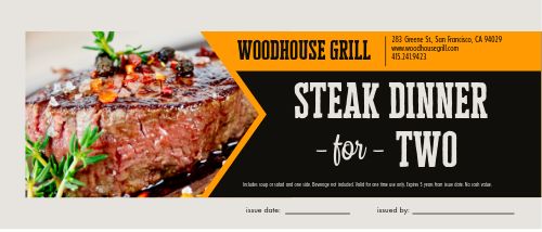 Steak Meal Gift Certificate  page 1 preview