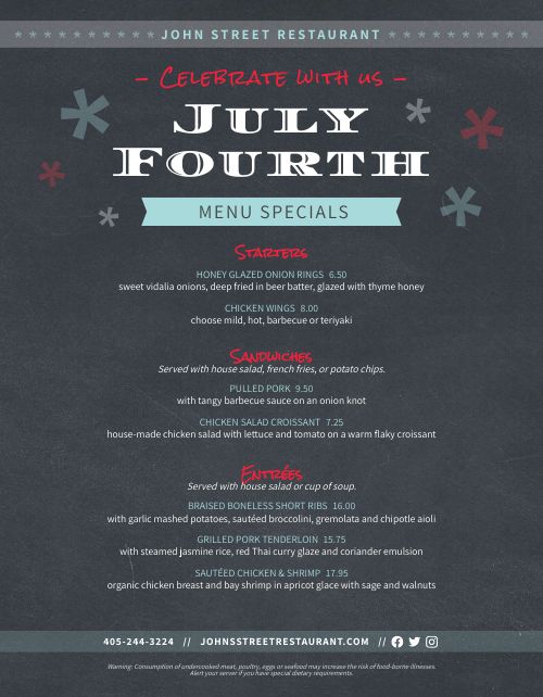 Fourth Of July Menu Design Template By Musthavemenus