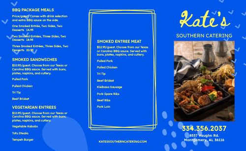 Artistic Blue Catering Takeout Menu page 1 preview