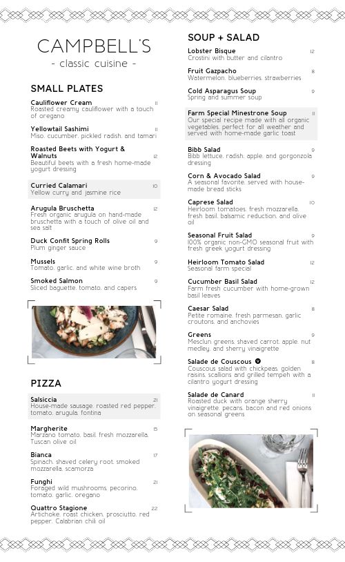 New Fine Dining Menu page 1 preview