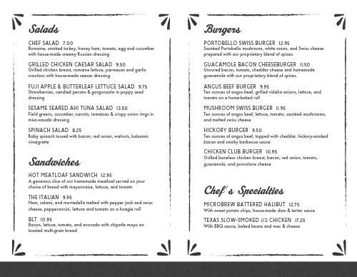 American Collage Bifold Takeout Menu page 2 preview