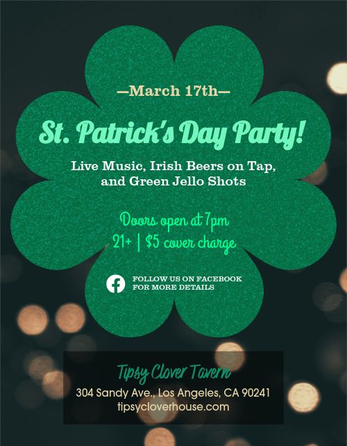 St Patricks Party Flyer Template by MustHaveMenus