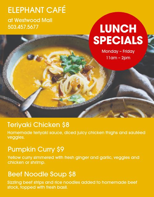 Lunch Food Specials Flyer Template by MustHaveMenus