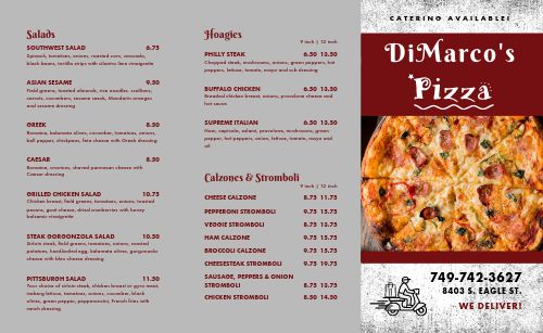 Casual Pizza Takeout Menu page 1 preview