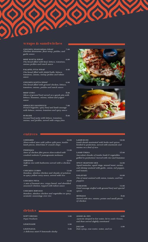 Blue Middle Eastern Menu page 2 preview