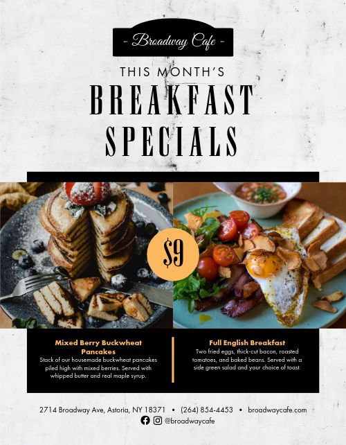 Monthly Breakfast Specials Flyer