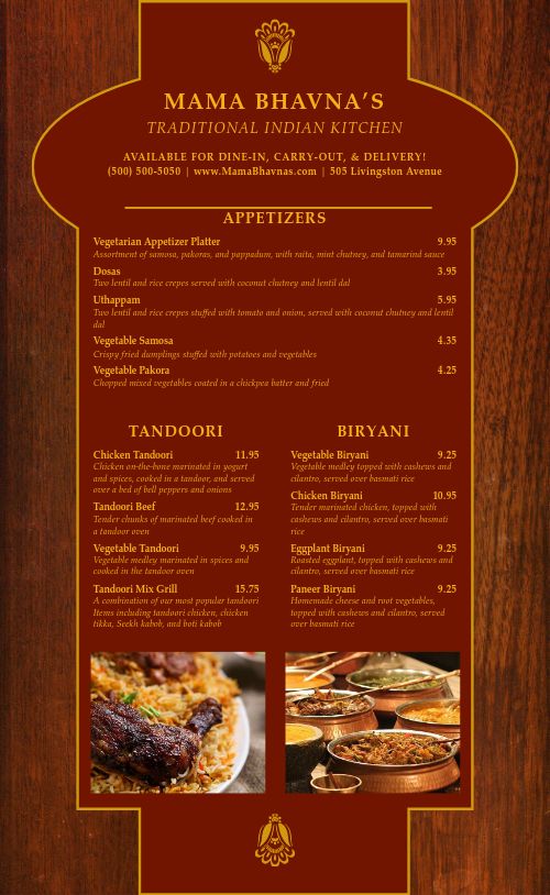 Traditional Indian Menu page 1 preview