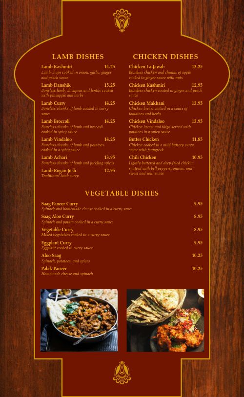 Traditional Indian Menu page 2 preview