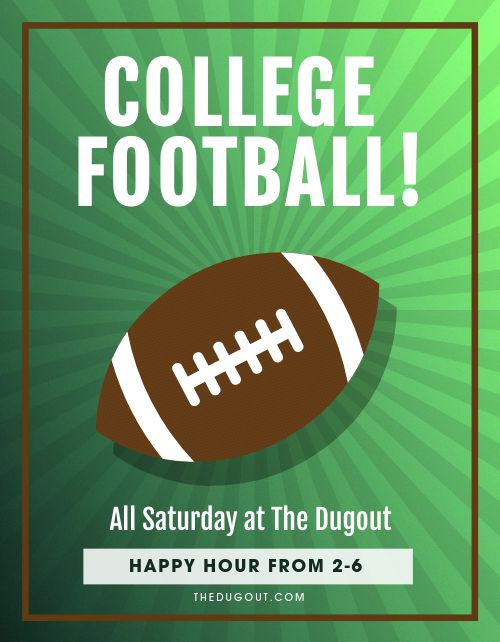 College Football Happy Hour Flyer