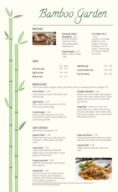 Chinese Bamboo Menu Design Template by MustHaveMenus