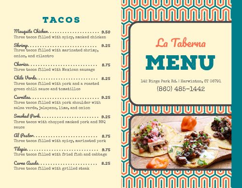 Casual Mexican Bifold Takeout Menu Template by MustHaveMenus