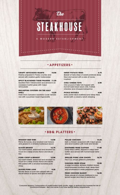 Modern Steak Menu Design Template by MustHaveMenus