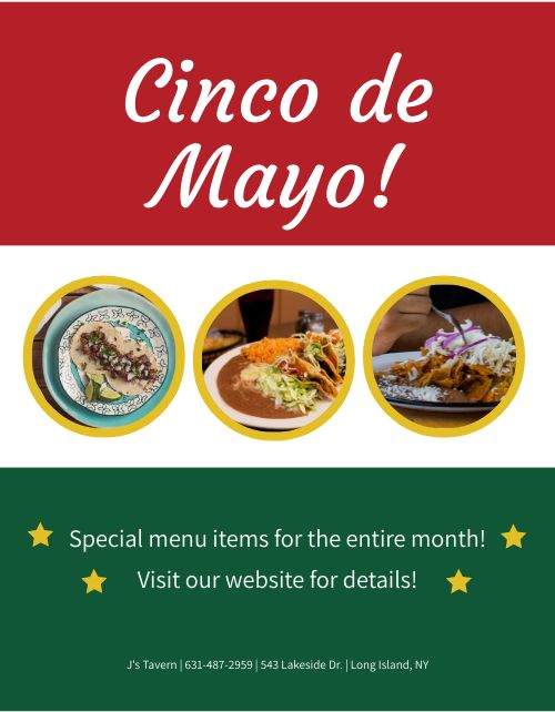 Cinco De Mayo Specialties Flyer page 1 preview