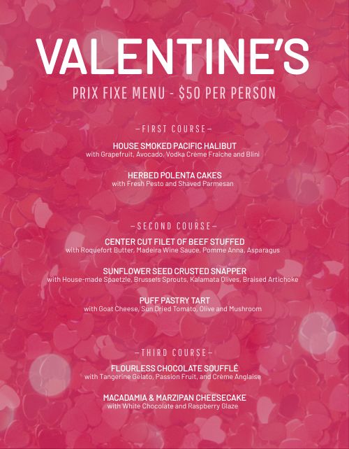 Fancy Valentines Day Menu page 1 preview