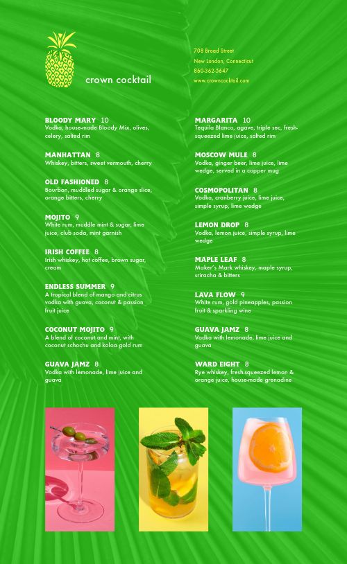 Green Leaf Cocktail Menu