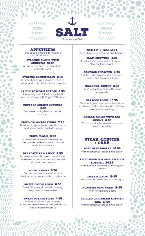 Seafood Menu Example Design Template by MustHaveMenus