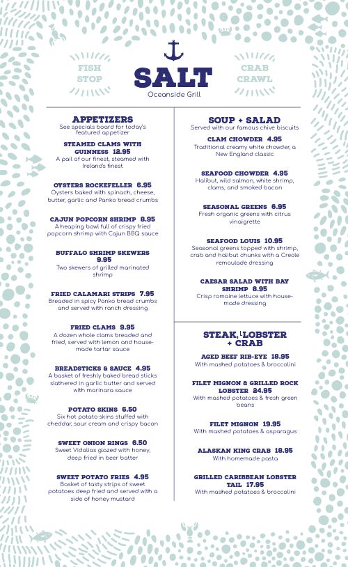 Seafood Menu Example page 1 preview