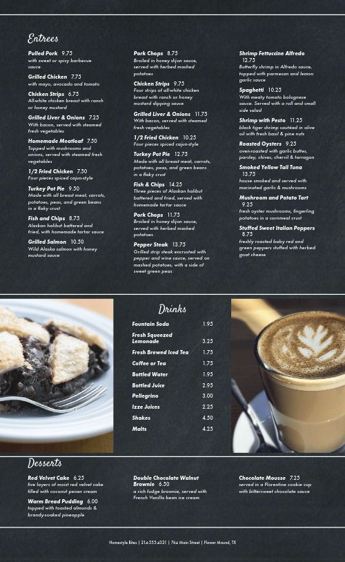 American Charcoal Menu Design Template by MustHaveMenus