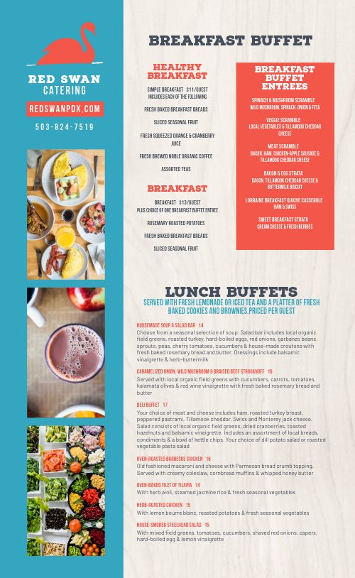 Breakfast Catering Menu page 1 preview