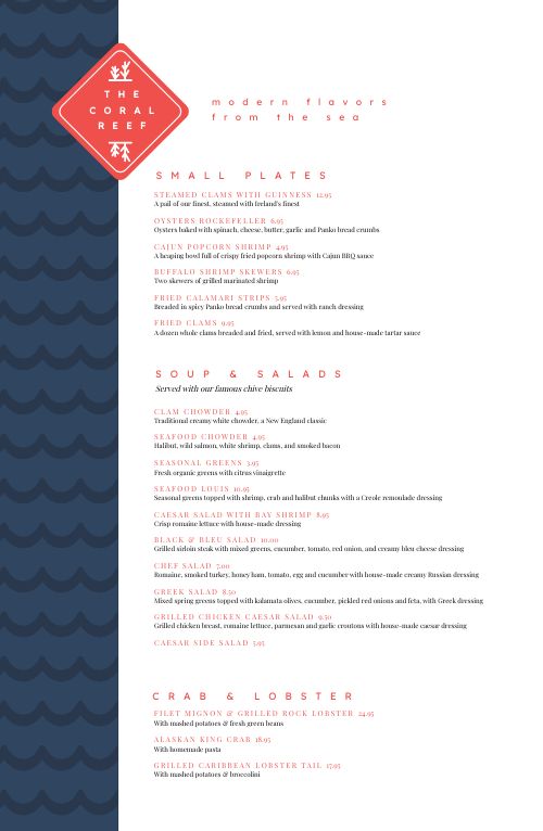 Seafood Waves Menu page 1 preview