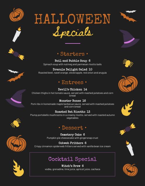 Halloween Candy Menu Design Template by MustHaveMenus