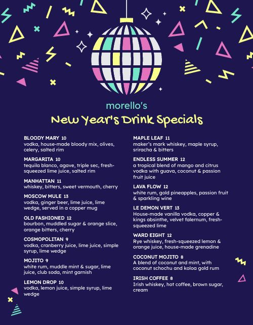 New Years Party Menu